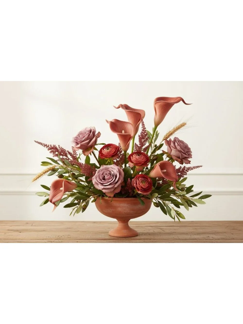 Terracotta Artificial Calla Lily Stems Set of 5 13 Inch Faux Flowers for Rustic